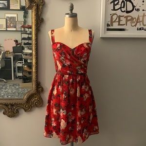 The Kooples Red Floral Dreas NWOT